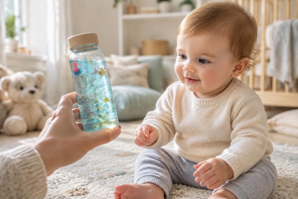 découvrez comment créer une bouteille sensorielle apaisante pour bébé : un outil simple pour éveiller ses sens et l’aider à se calmer.