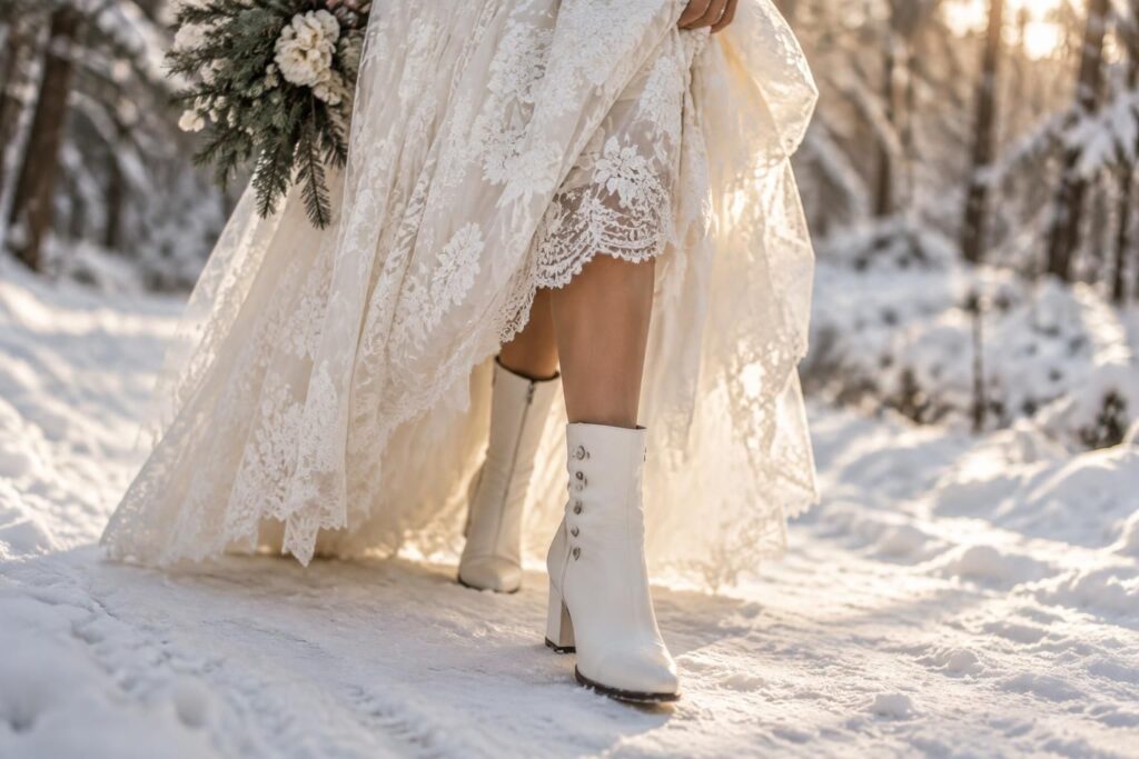 découvrez nos conseils pour choisir des chaussures de mariée élégantes et confortables, idéales pour garder les pieds au chaud lors d’un mariage en hiver.